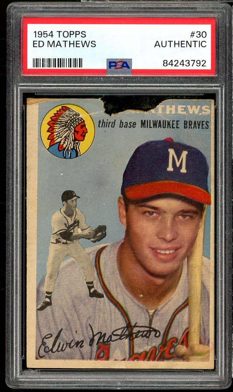 Ed Mathews Card 1954 Topps #30 PSA Authentic Image 1