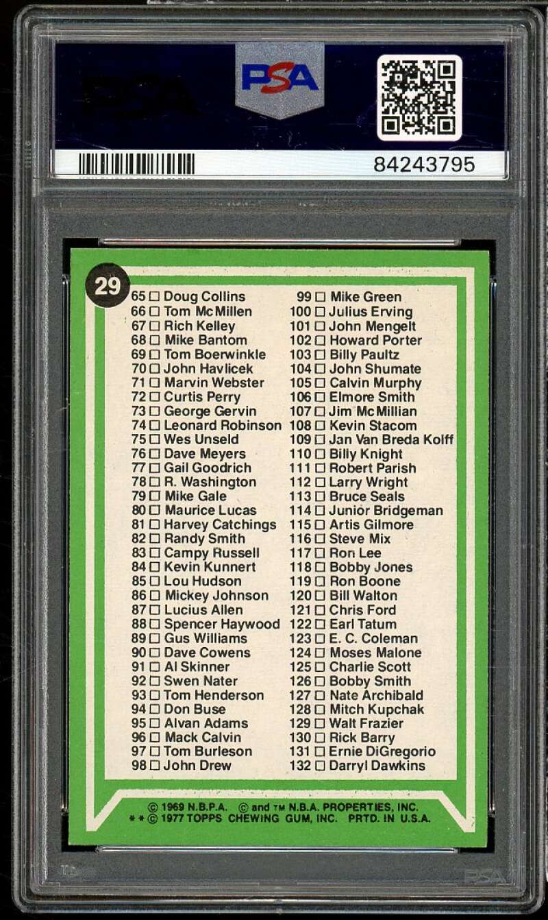 Checklist Card 1977-78 Topps Basketball #29 PSA 7 Image 2