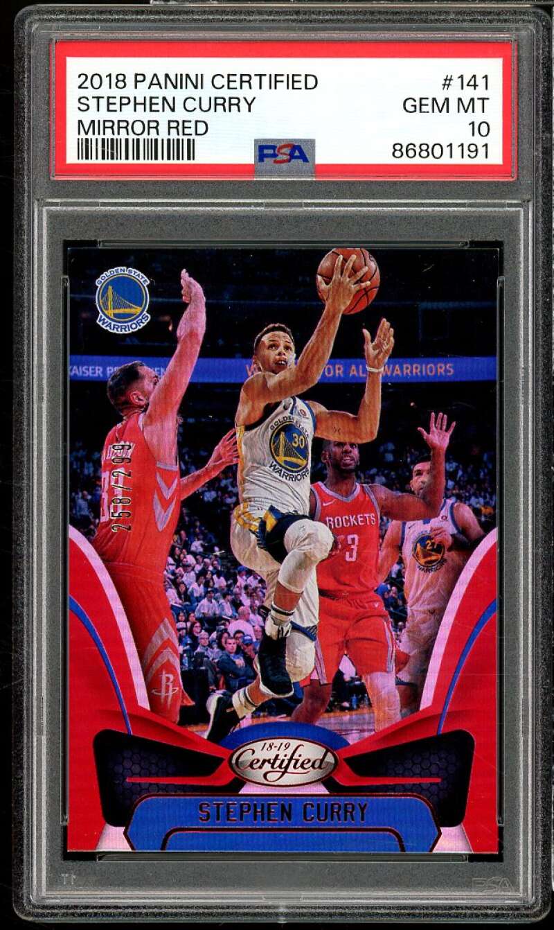 Stephen Curry Card 2018-19 Panini Certified Mirror Red (pop 1) #141 PSA 10 Image 1