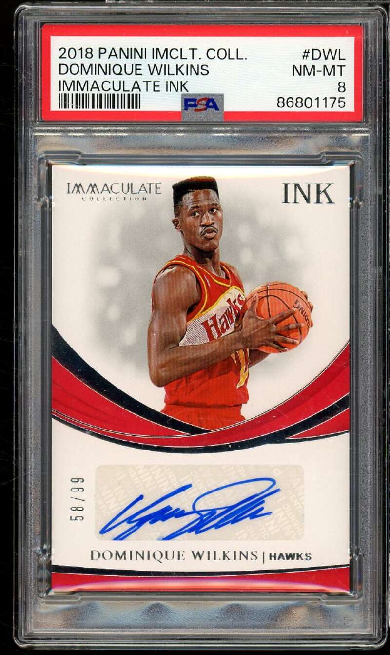 Dominique Wilkins 2018-19 Pannini Immaculate Collection Ink (pop 1) #dwl PSA 8 Image 1