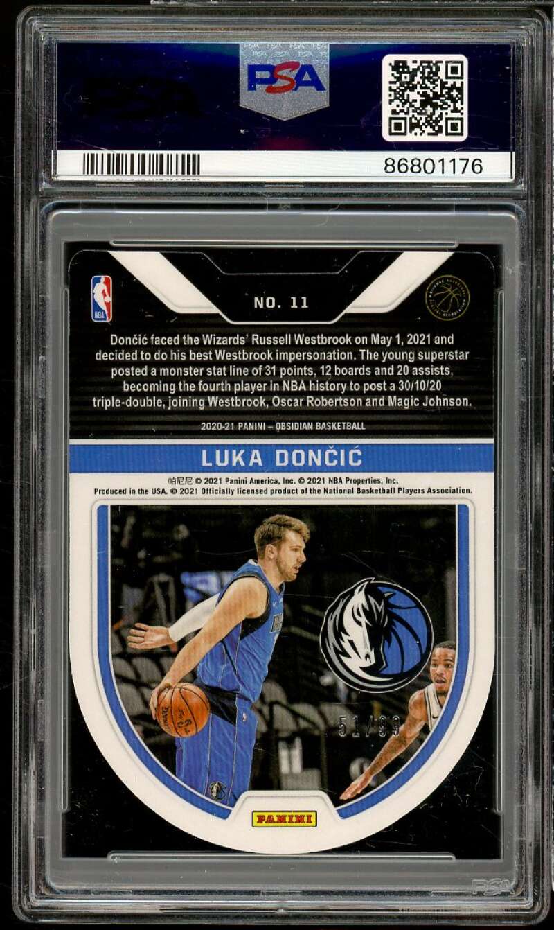 Luka Doncic Card 2020-21 Obsidian Tunnel Vision (pop 3) #11 PSA 8 Image 2