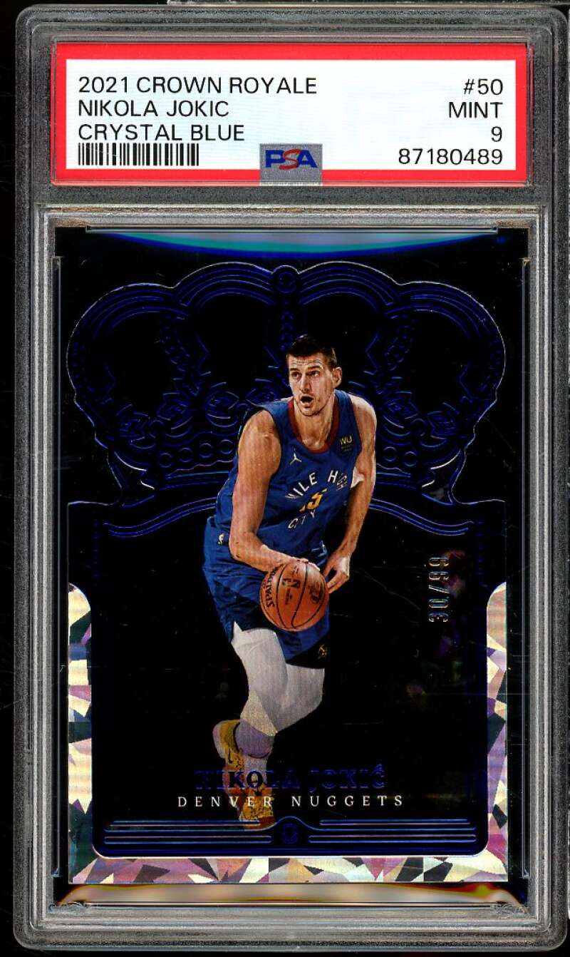 Nikola Jokic Card 2021-22 Crown Royale Crystal Blue (pop 4) #50 PSA 9 Image 1