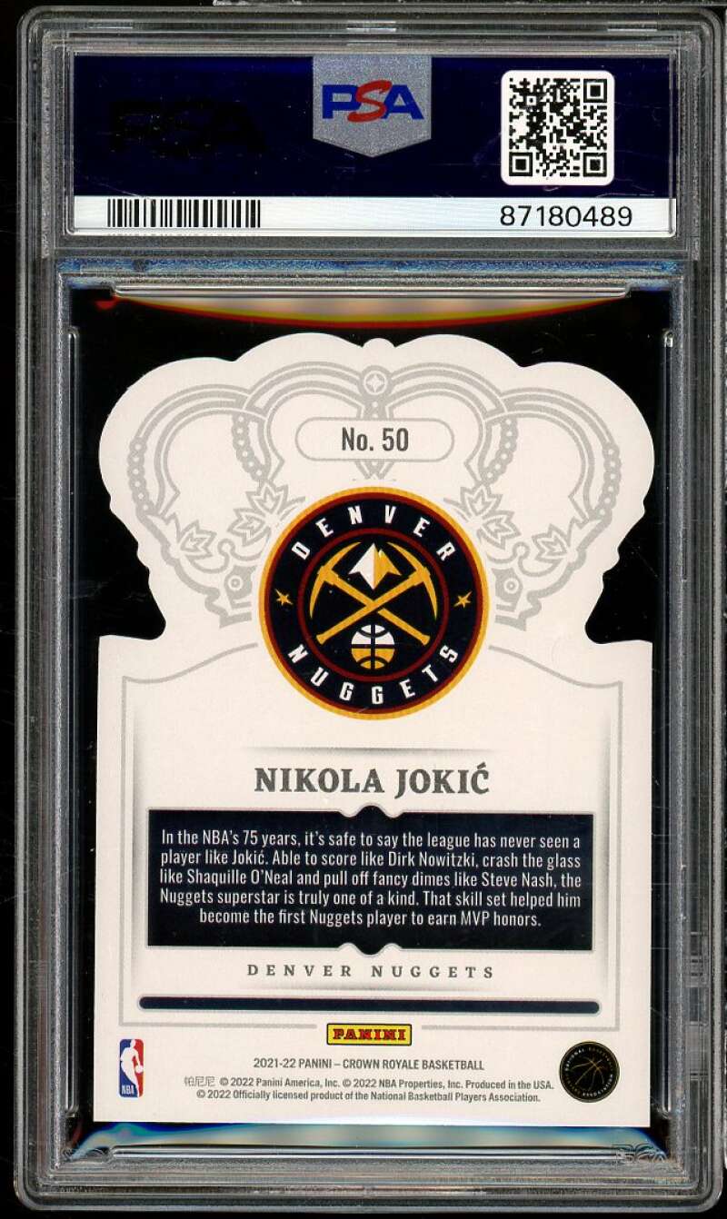 Nikola Jokic Card 2021-22 Crown Royale Crystal Blue (pop 4) #50 PSA 9 Image 2