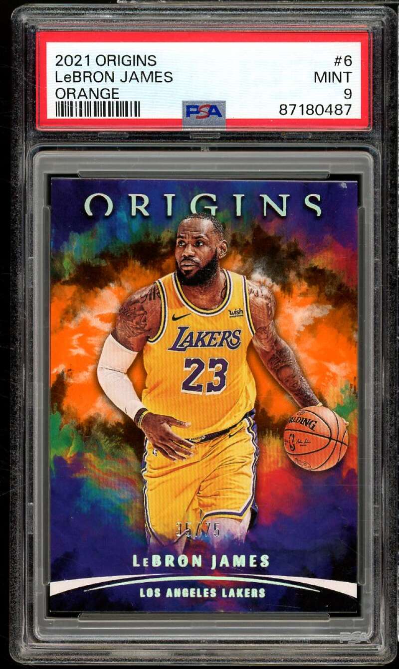 LeBron James Card 2021-22 Origins Orange (pop 1) #6 PSA 9 Image 1