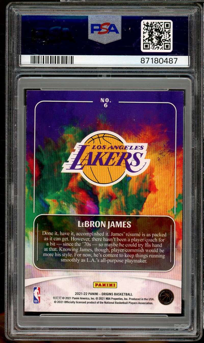 LeBron James Card 2021-22 Origins Orange (pop 1) #6 PSA 9 Image 2