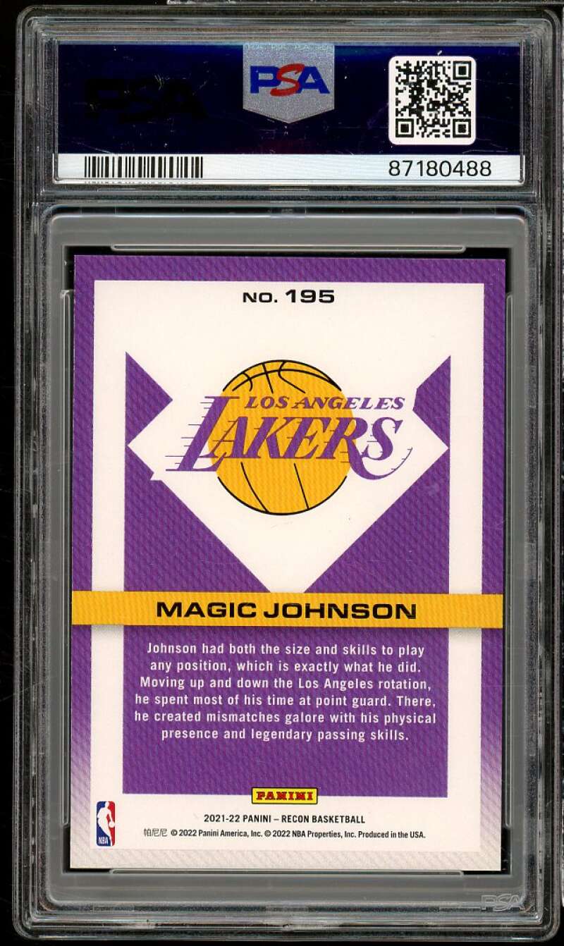 Magic Johnson Card 2021-22 Recon Holo Bronze (pop 1) #195 PSA 9 Image 2