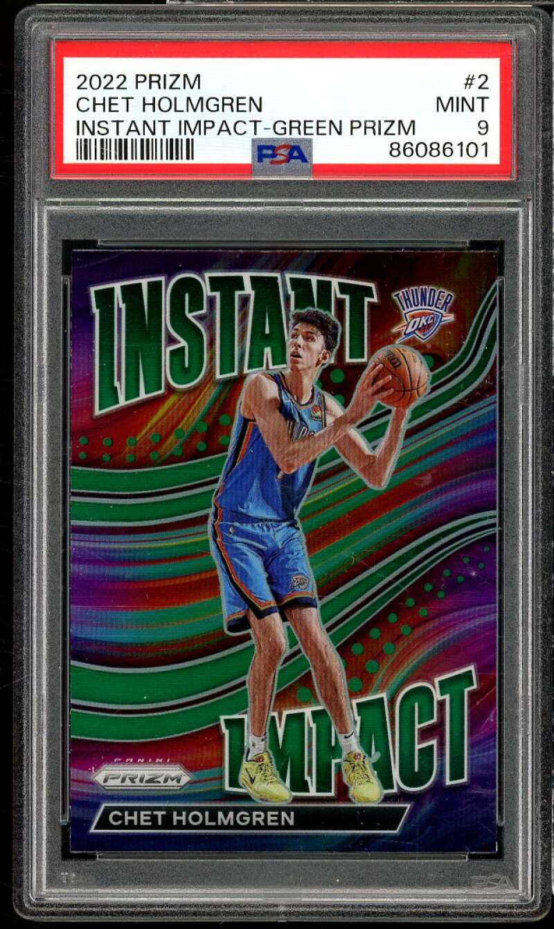 Chet Holmgren Rookie Card 2022-23 Prizm Instant Impact Green Prizm #2 PSA 9 Image 1