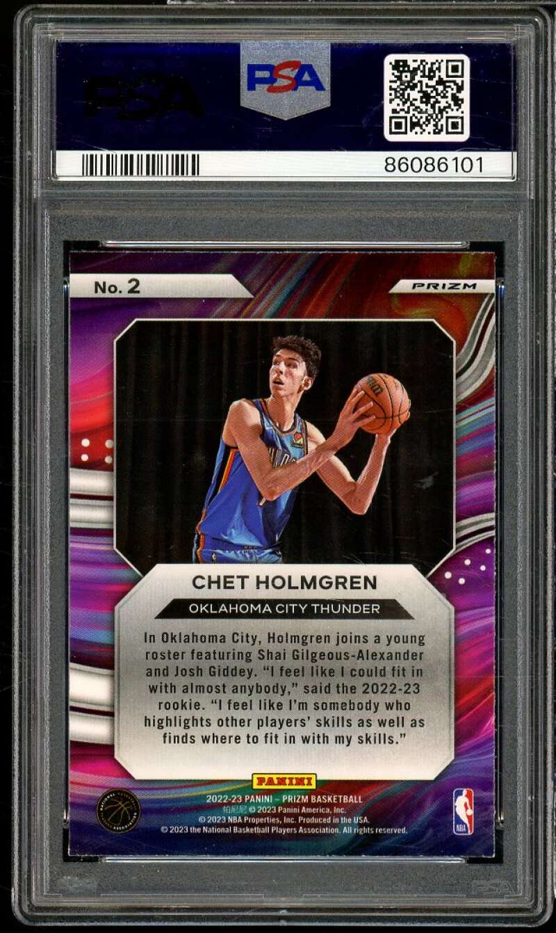 Chet Holmgren Rookie Card 2022-23 Prizm Instant Impact Green Prizm #2 PSA 9 Image 2