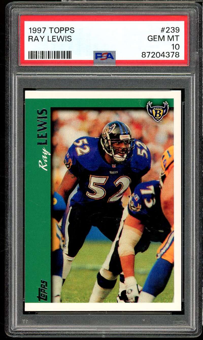 Ray Lewis Card 1997 Topps #239 PSA 10 Image 1