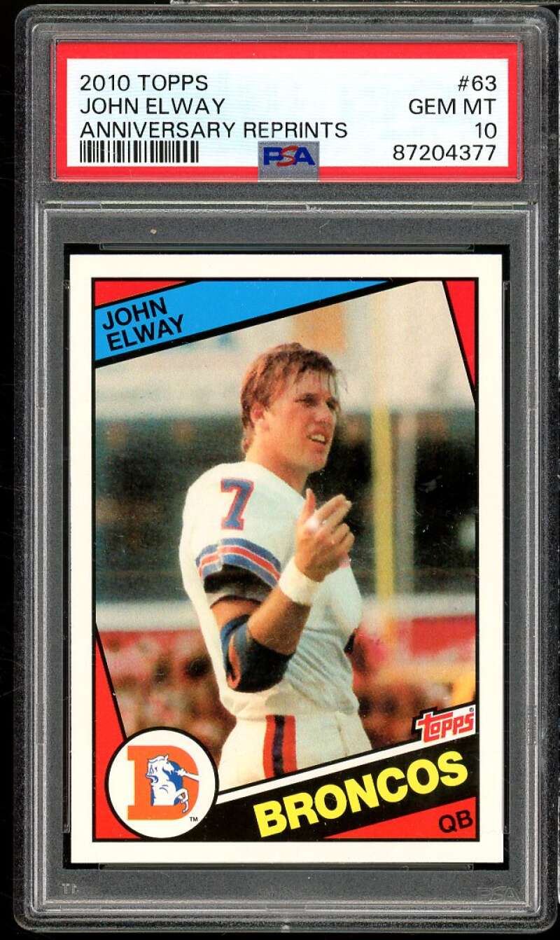 John Elway Card 2010 Topps Anniversary Reprints (pop 8) #63 PSA 10 Image 1