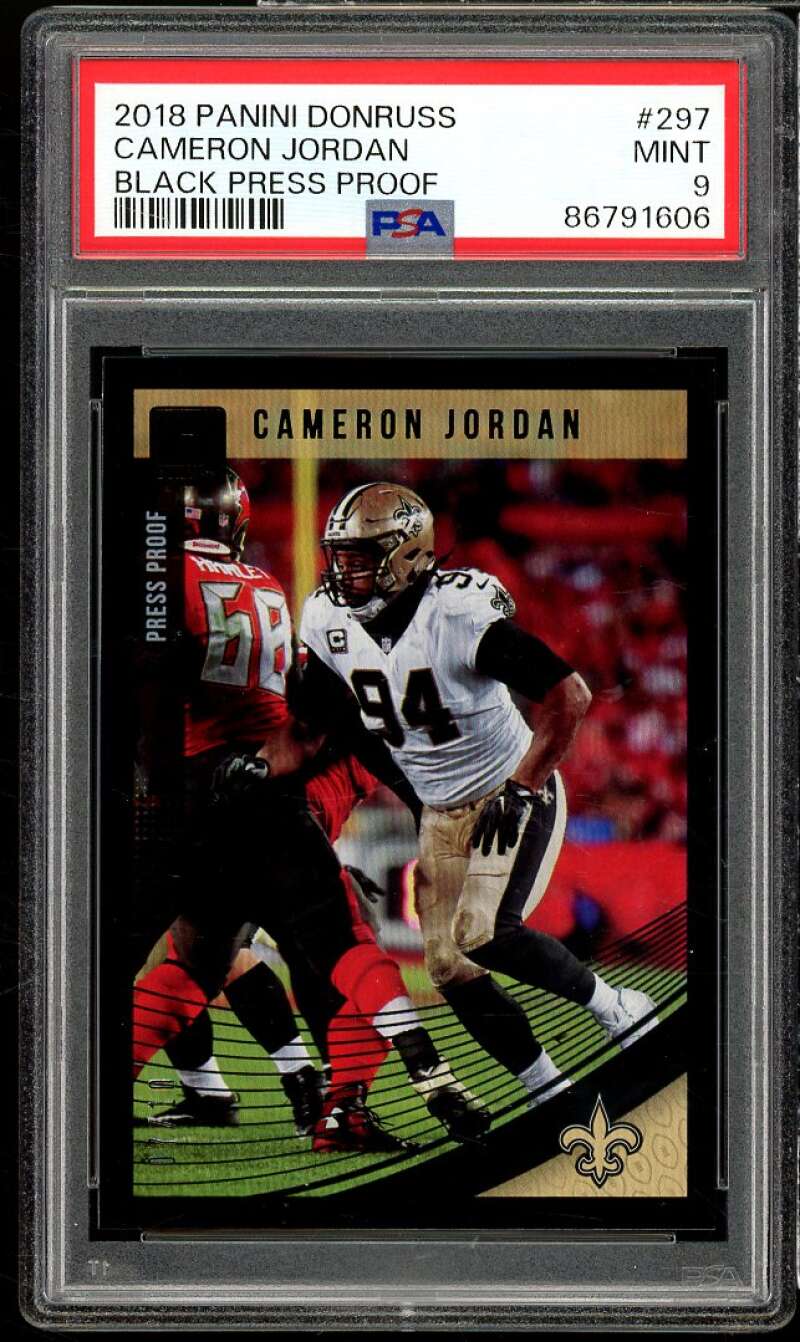 Cameron Jordan 2018 Panini Donruss Black Press Proof (Serial #d 7/10) #297 PSA 9 Image 1