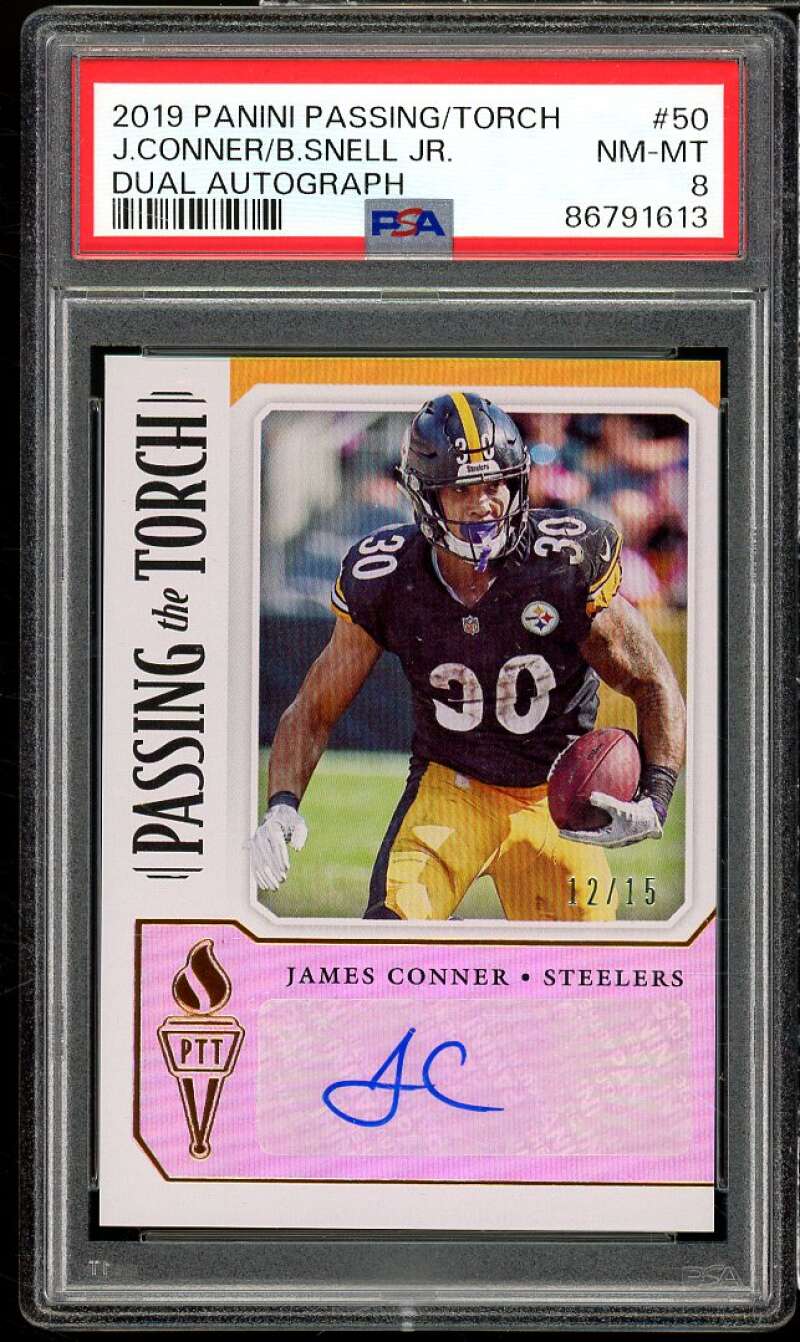 Benny Snell Jr./James Conner 2019 Panini Passing Torch Dual Autographs #50 PSA 8 Image 1