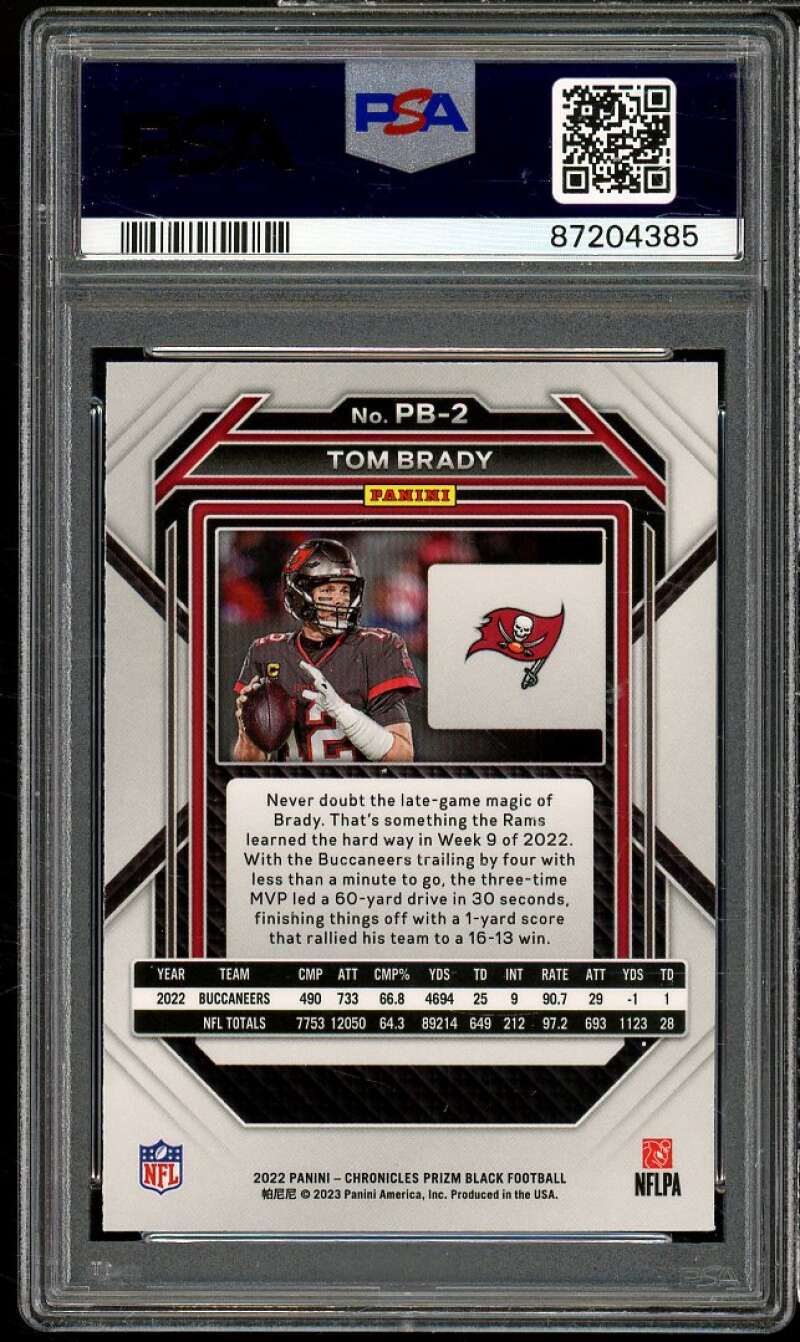 Tom Brady Card 2022 Chronicles Prizm Black #PB2 PSA 9 Image 2