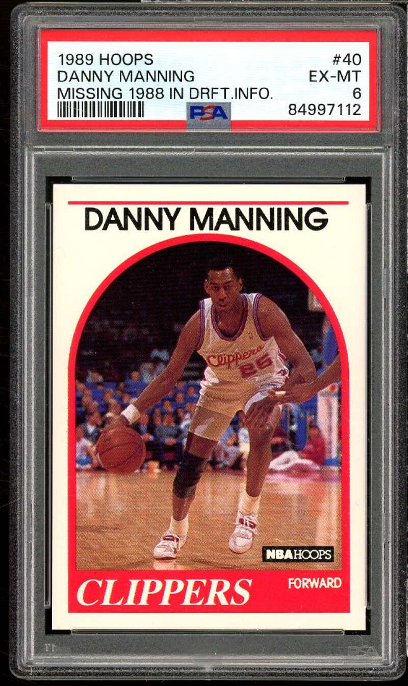 Danny Manning Rookie Card 1989-90 Hoops #40 PSA 6 Image 1