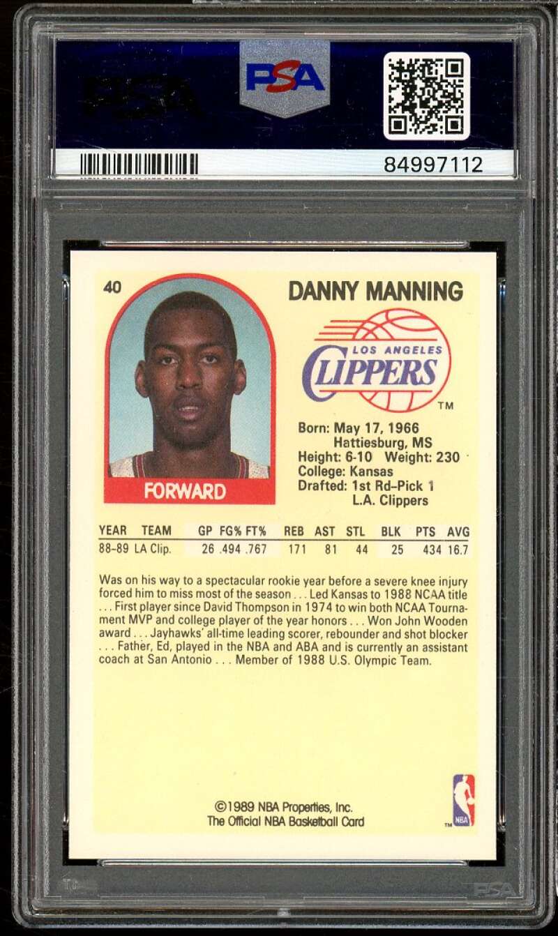 Danny Manning Rookie Card 1989-90 Hoops #40 PSA 6 Image 2