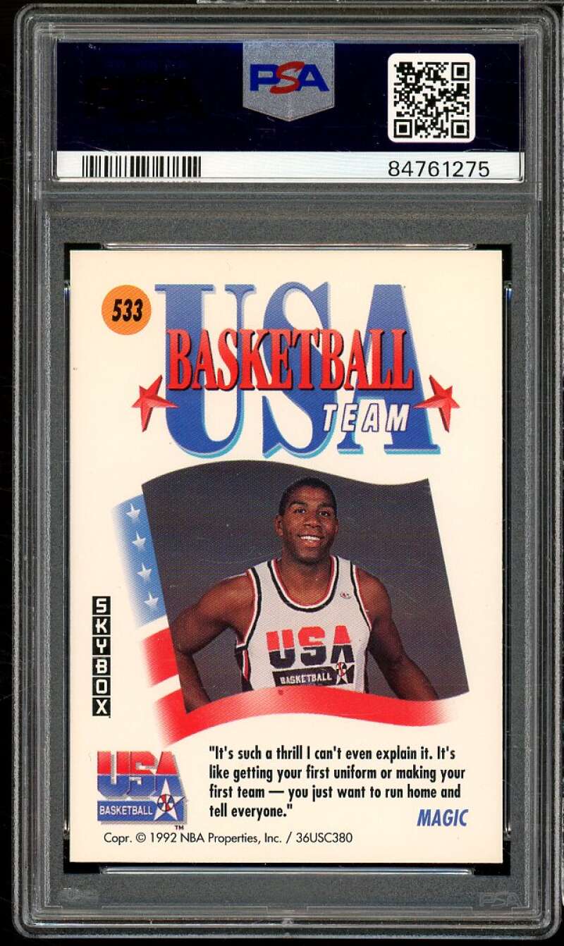 Magic Johnson Card 1991-92 SkyBox USA #533 PSA 6 Image 2