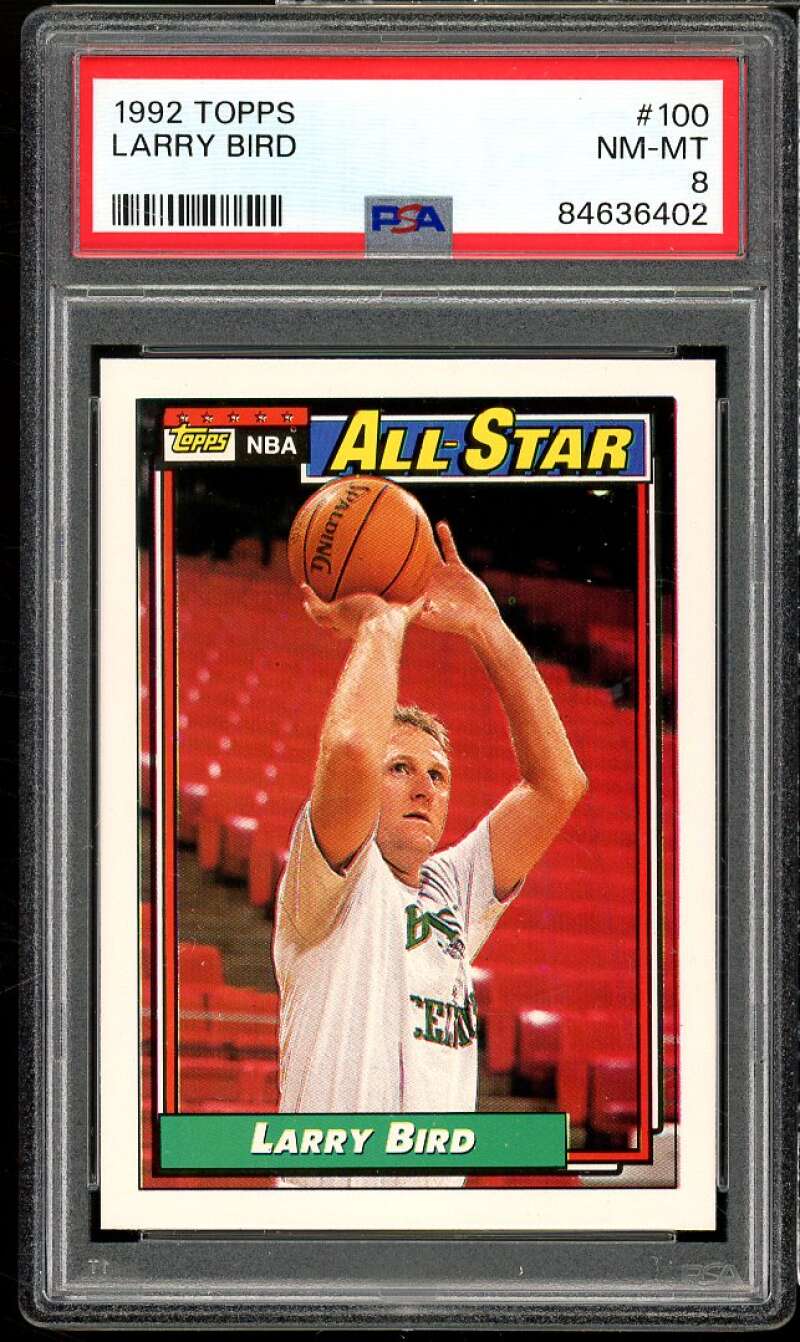 Larry Bird Card 1992-93 Topps #100 PSA 8 Image 1