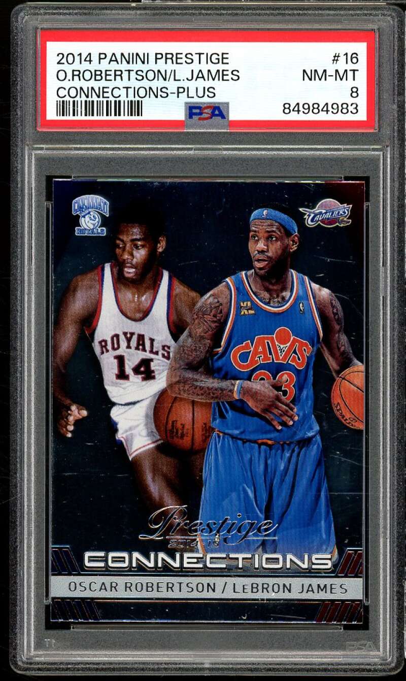 Oscar Robertson/LeBron James 2014-15 Panini Prestige Connections Plus #16 PSA 8 Image 1