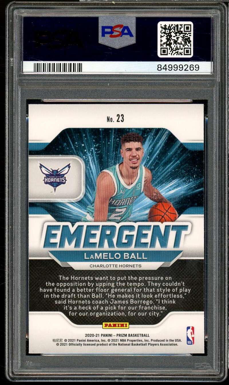 LaMelo Ball Rookie Card 2020-21 Panini Prizm Emergent #23 PSA 4 Image 2