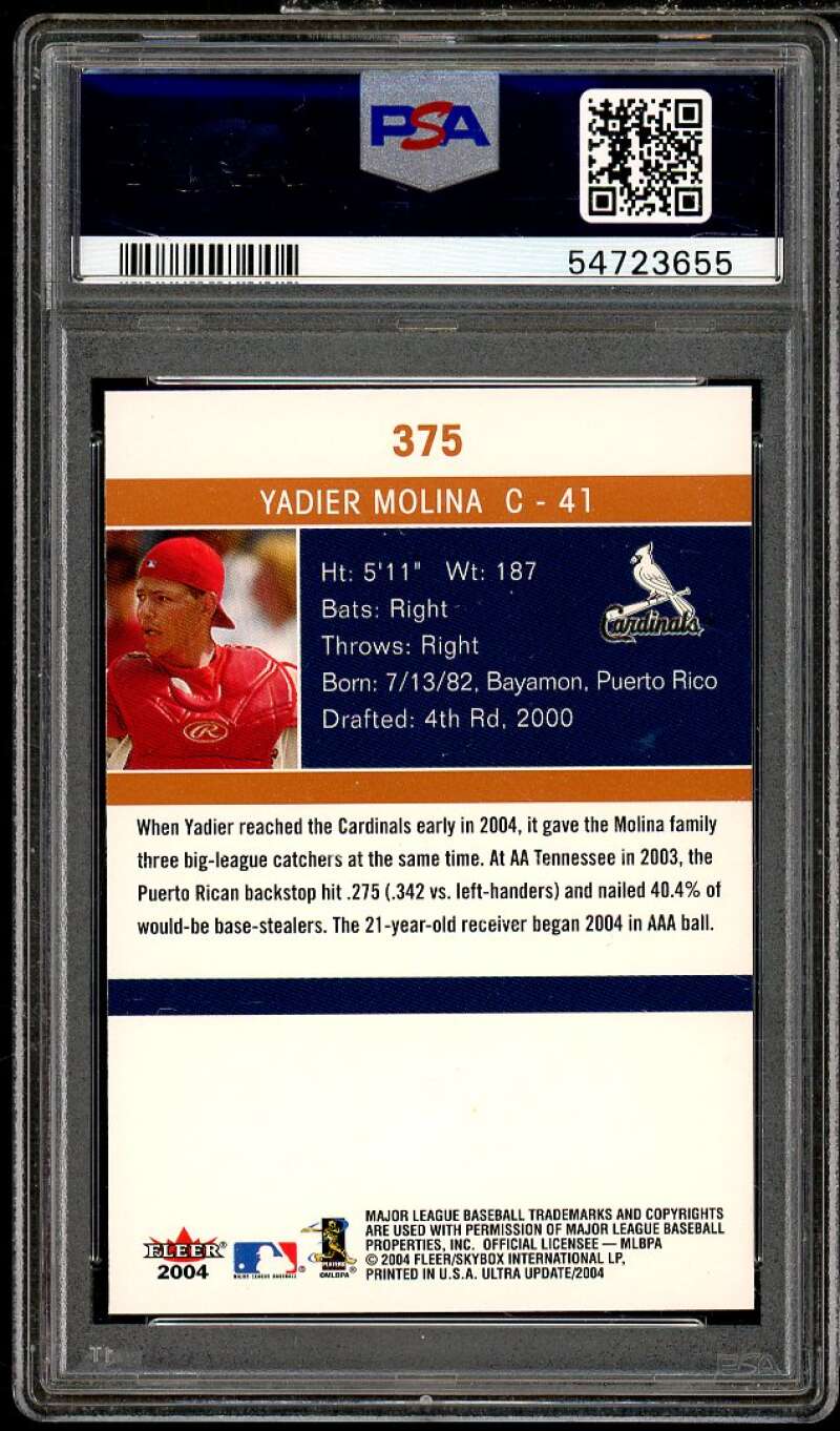 Yadier Molina Rookie Card 2004 Ultra #375 PSA 10 Image 2