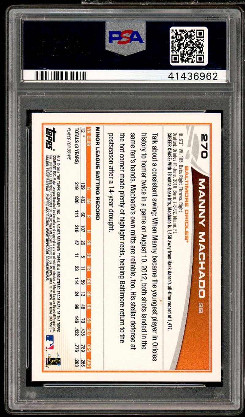 Manny Machado Rookie Card 2013 Topps Walmart Blue Border #270 PSA 10 Image 2