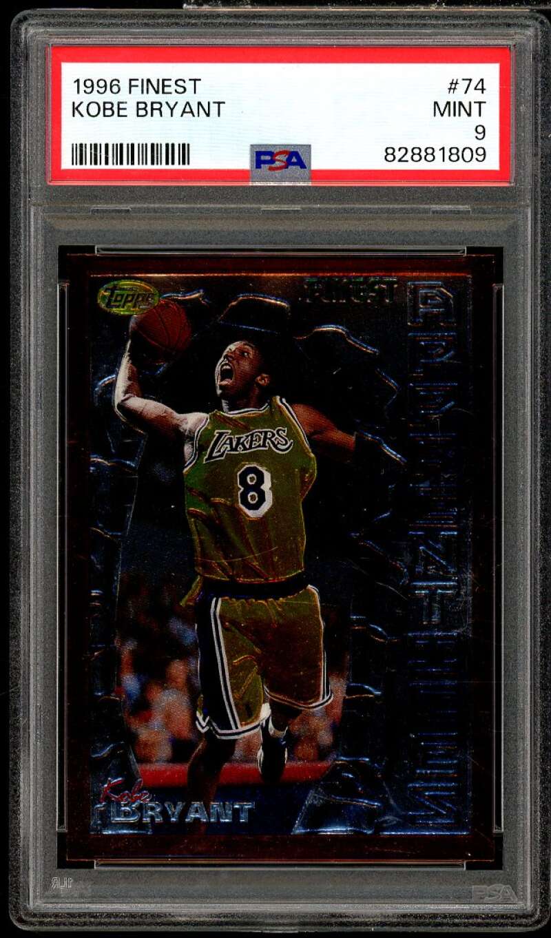 Kobe Bryant Rookie Card 1996-97 Finest #74 PSA 9 Image 1