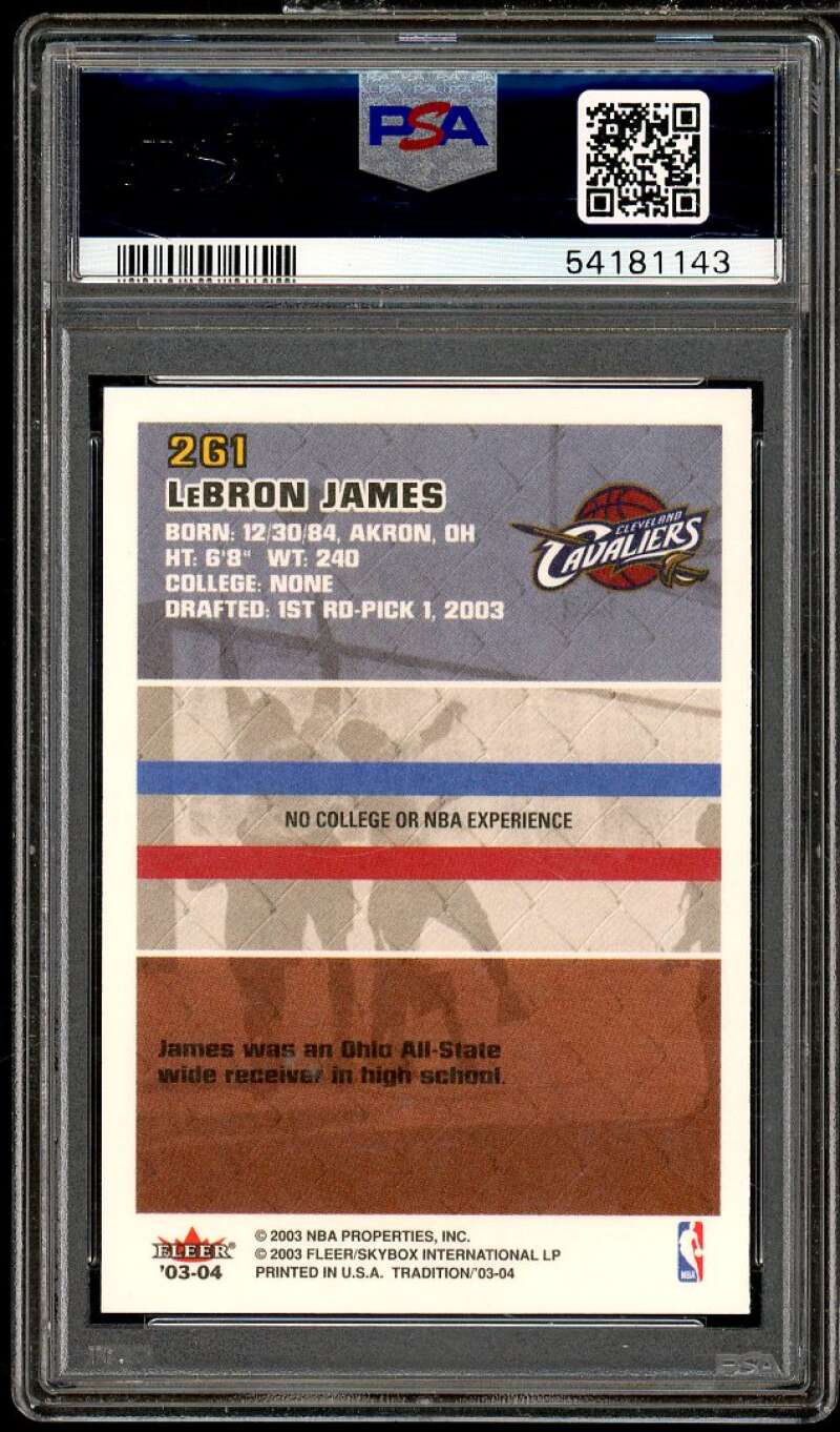 LeBron James Rookie Card 2003-04 Fleer #261 PSA 9 Image 2