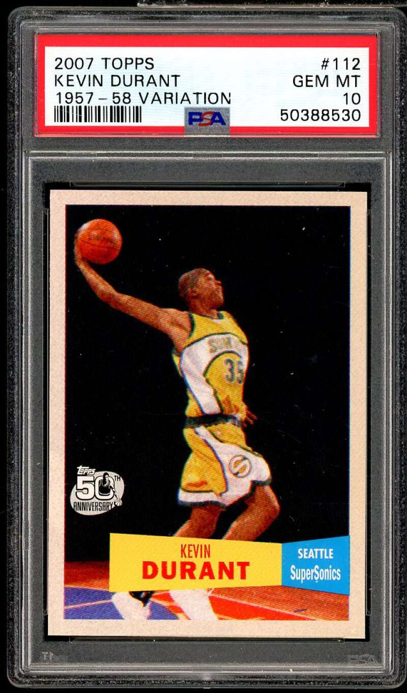 Kevin Durant Rookie Card 2007-08 Topps 1957-58 Variation #112 PSA 10 Image 1