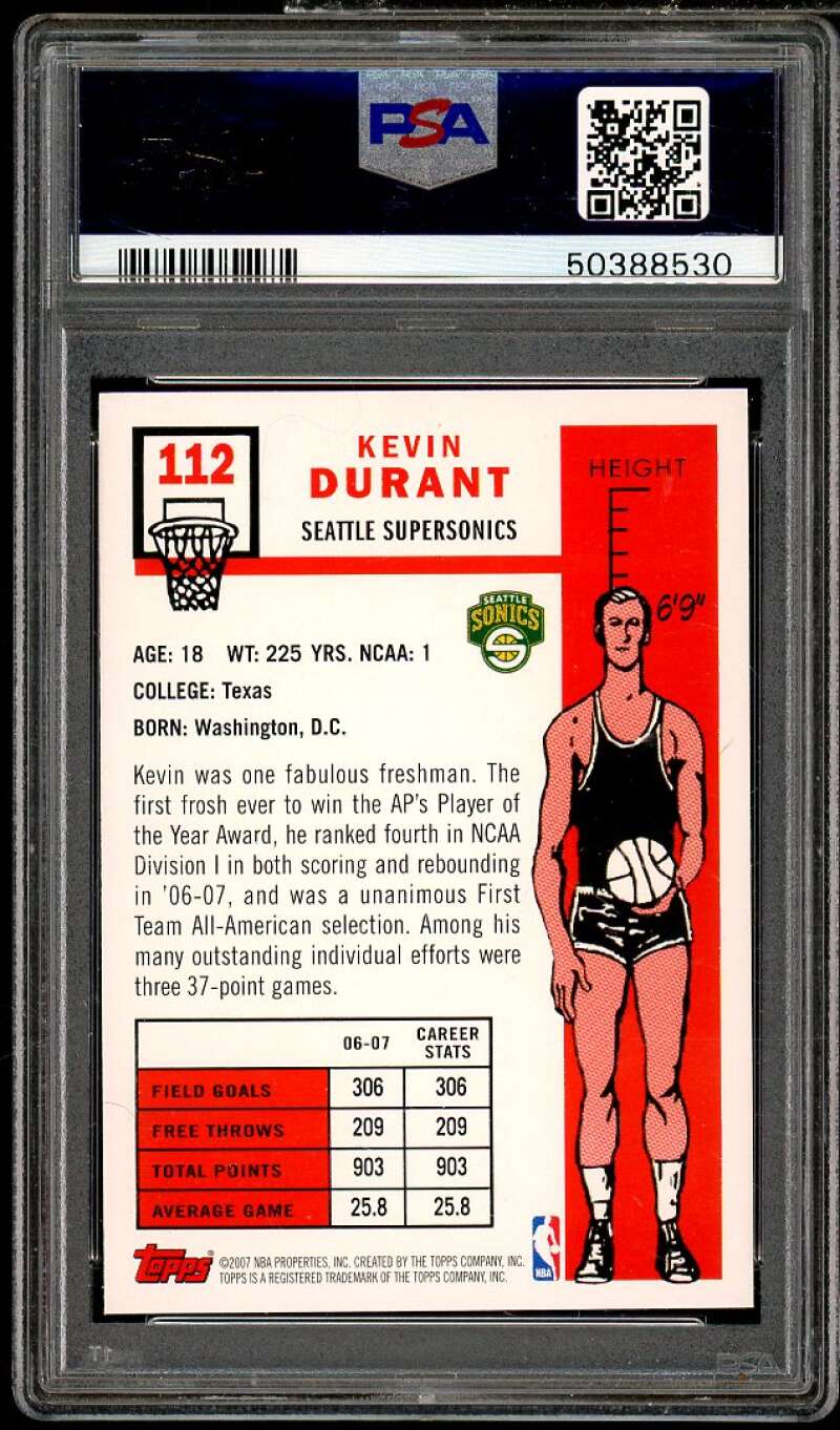 Kevin Durant Rookie Card 2007-08 Topps 1957-58 Variation #112 PSA 10 Image 2