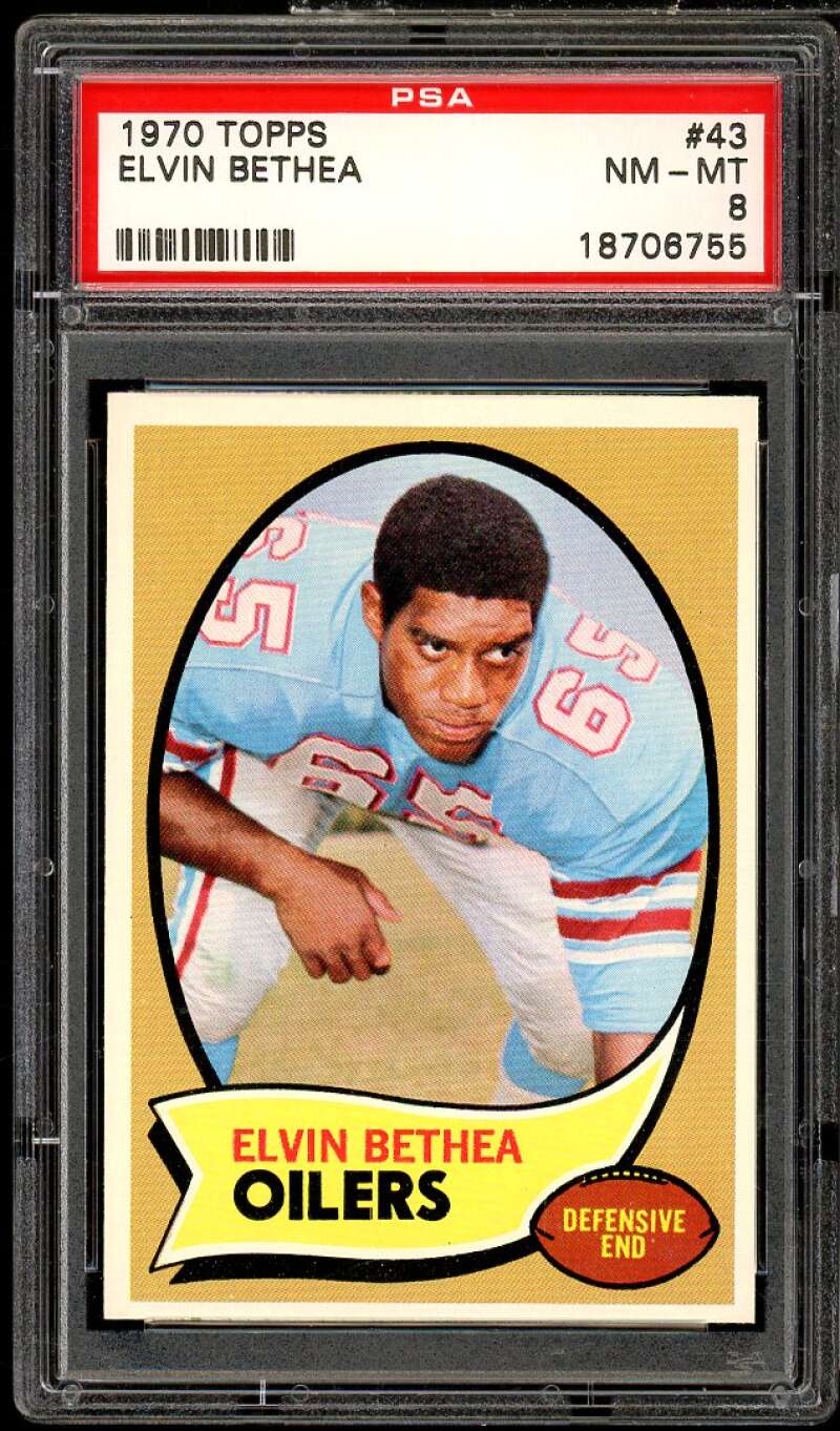 Elvin Bethea Rookie Card 1970 Topps #43 PSA 8 Image 1