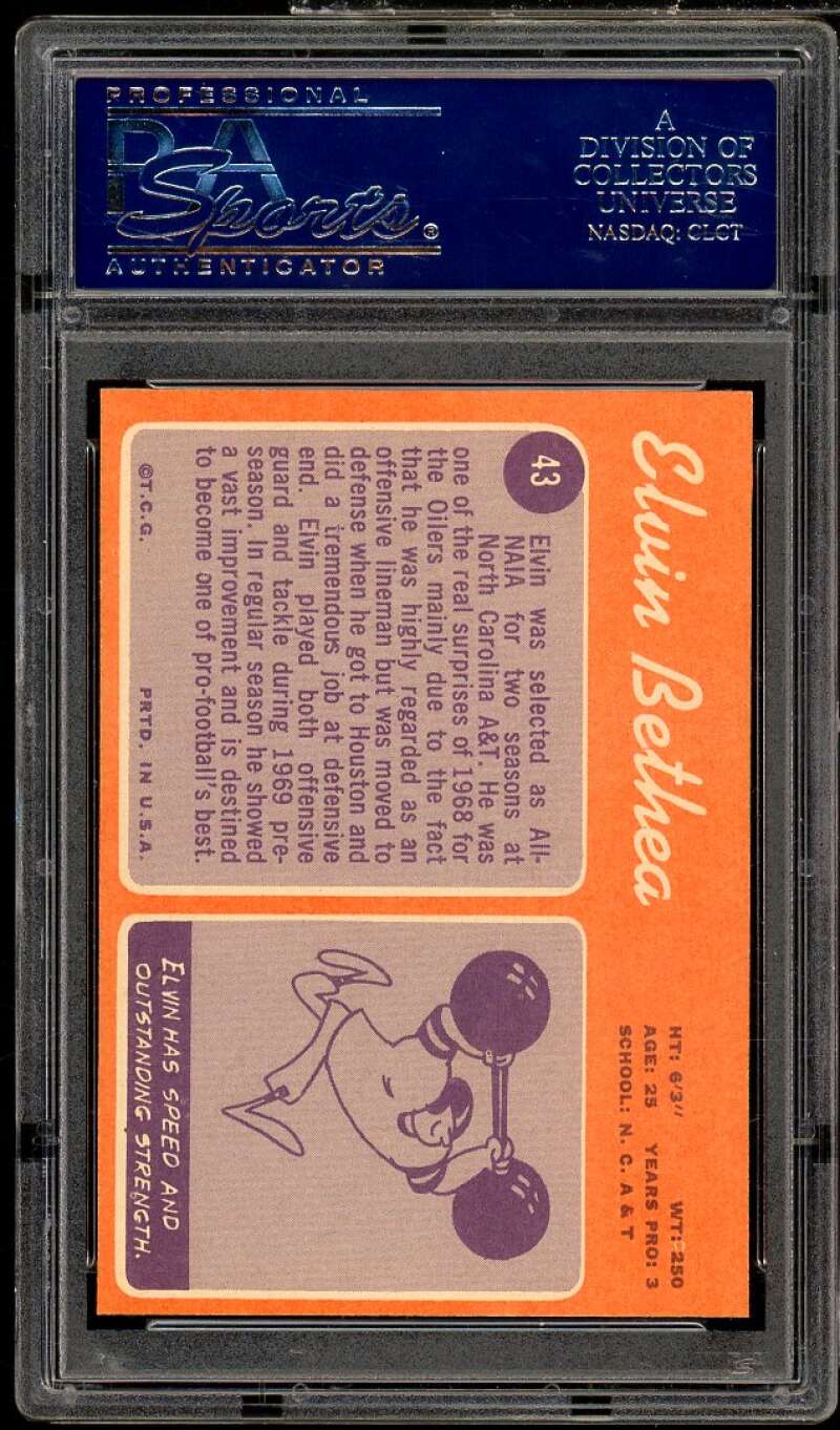 Elvin Bethea Rookie Card 1970 Topps #43 PSA 8 Image 2