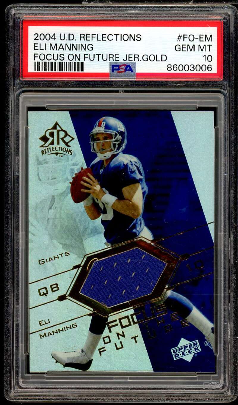 Eli Manning Rookie U.D. Reflections Focus Future Jersey Gold (pop 4) #fem PSA 10 Image 1