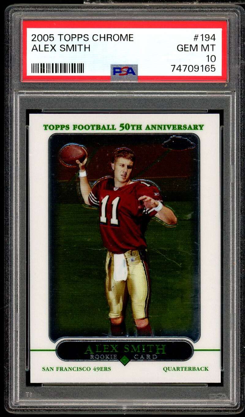 Alex Smith Rookie Card 2005 Topps Chrome #194 PSA 10 Image 1