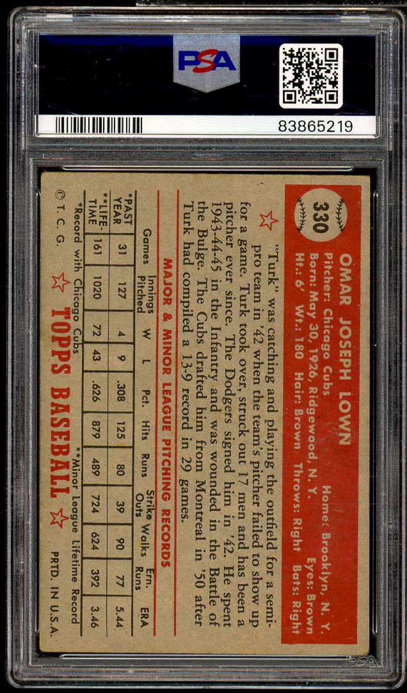 Turk Brown Rookie Card 1952 Topps #330 PSA 3.5 Image 2