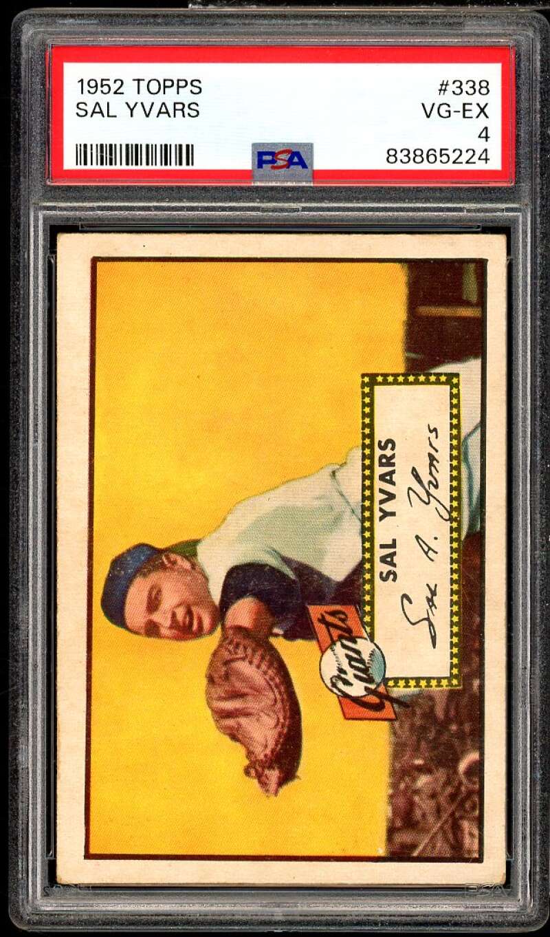 Sal Yvars Rookie Card 1952 Topps #338 PSA 4 Image 1