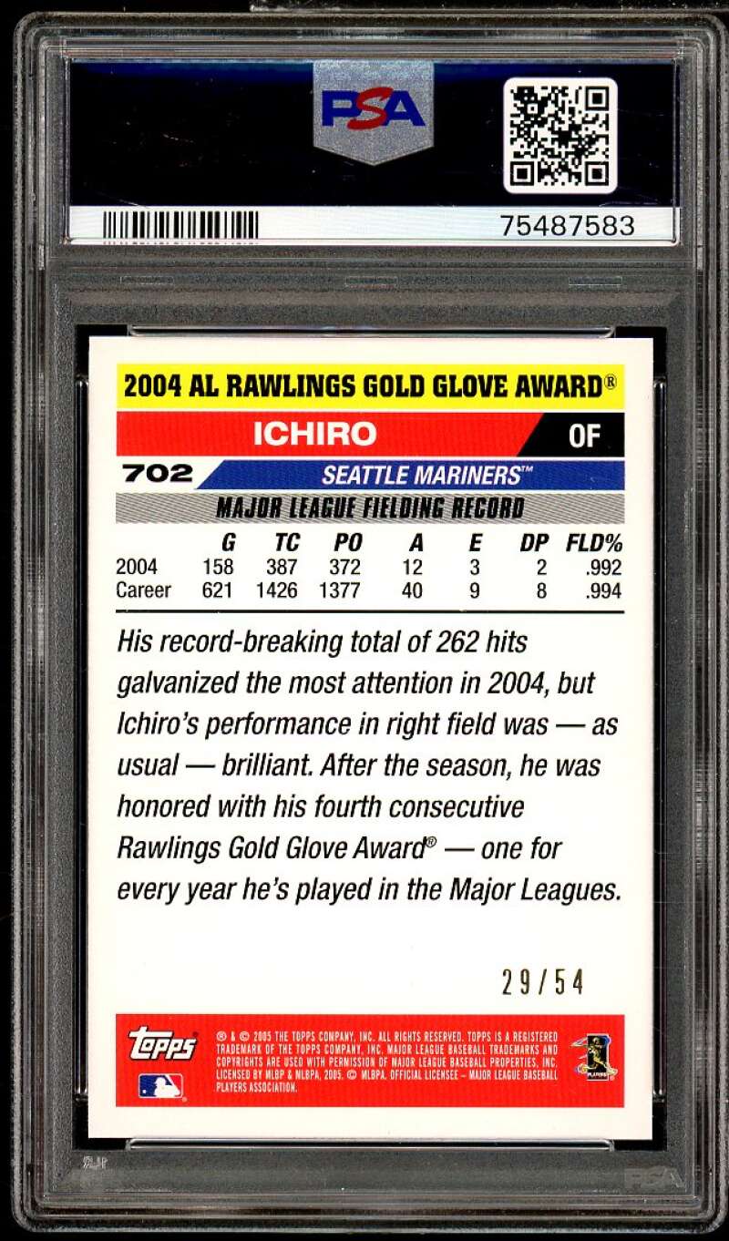 Ichiro Suzuki Card 2005 Topps Black (pop 2) #702 PSA 9 Image 2