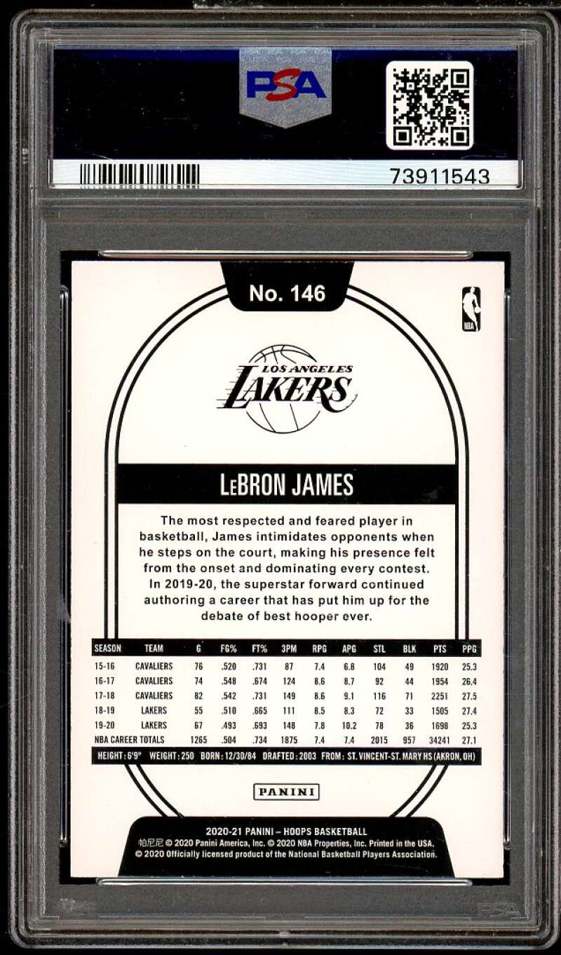 LeBron James Card 2020-21 Panini Hoops Winter (pop 4) #146 PSA 10 Image 2