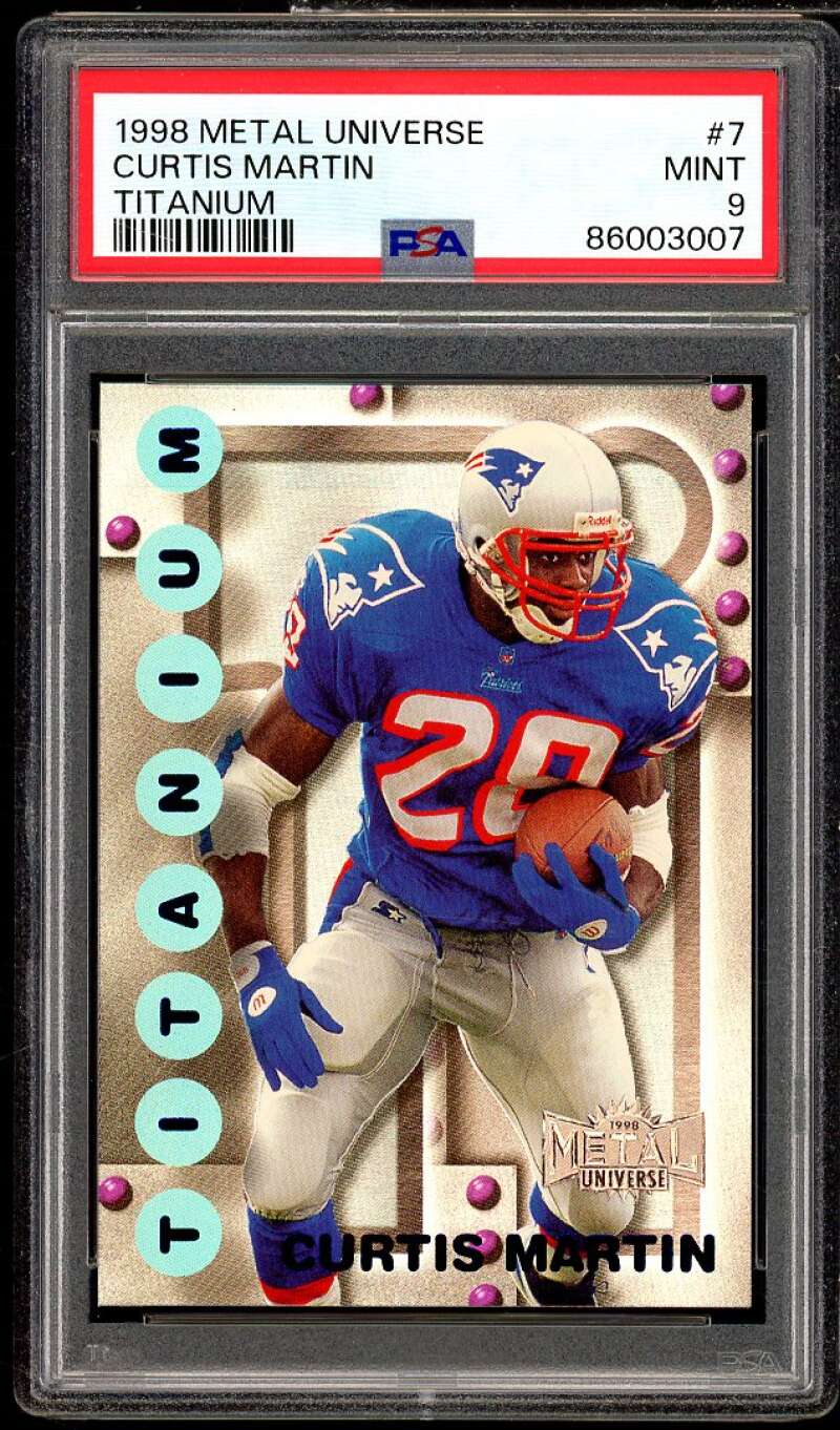 Curtis Martin Card 1998 Metal Universe Titanium (pop 1) #7 PSA 9 Image 1