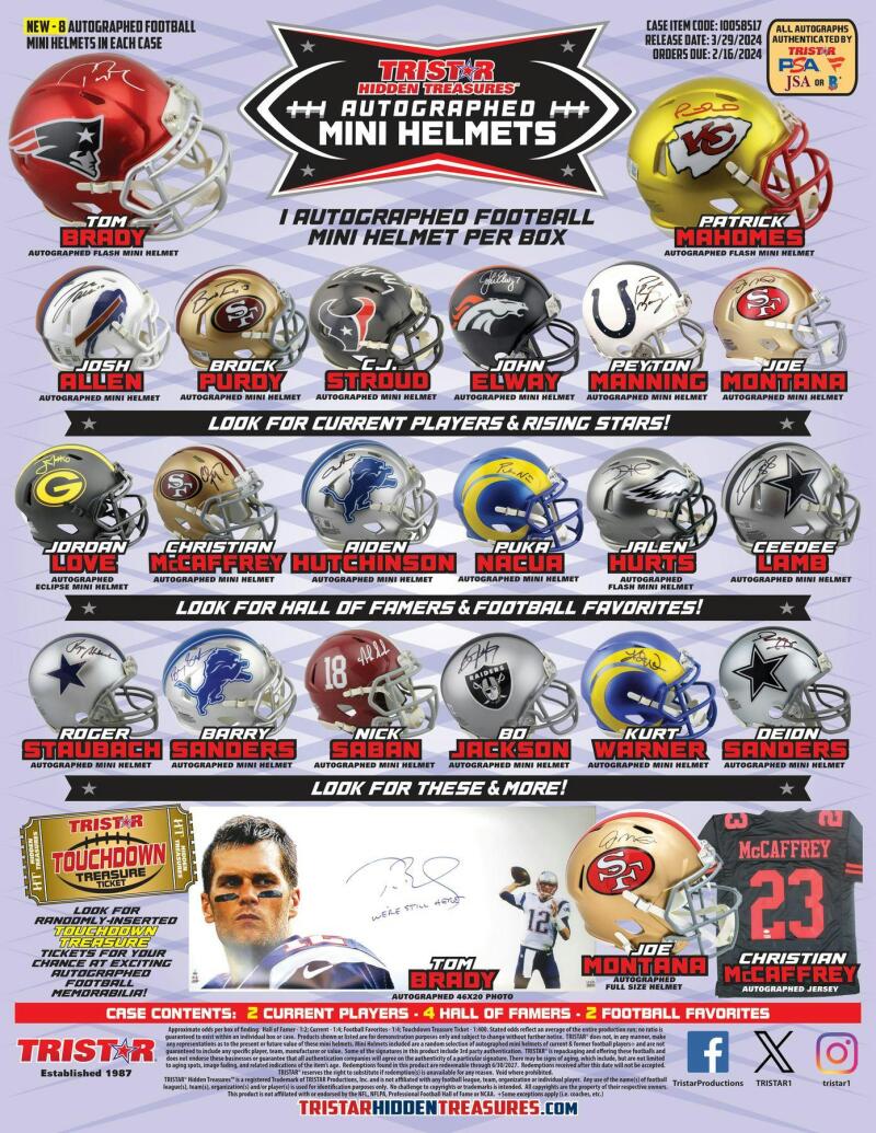 2024 TriStar Hidden Treasures Autographed Football Mini Helmets Hobby Box Image 3