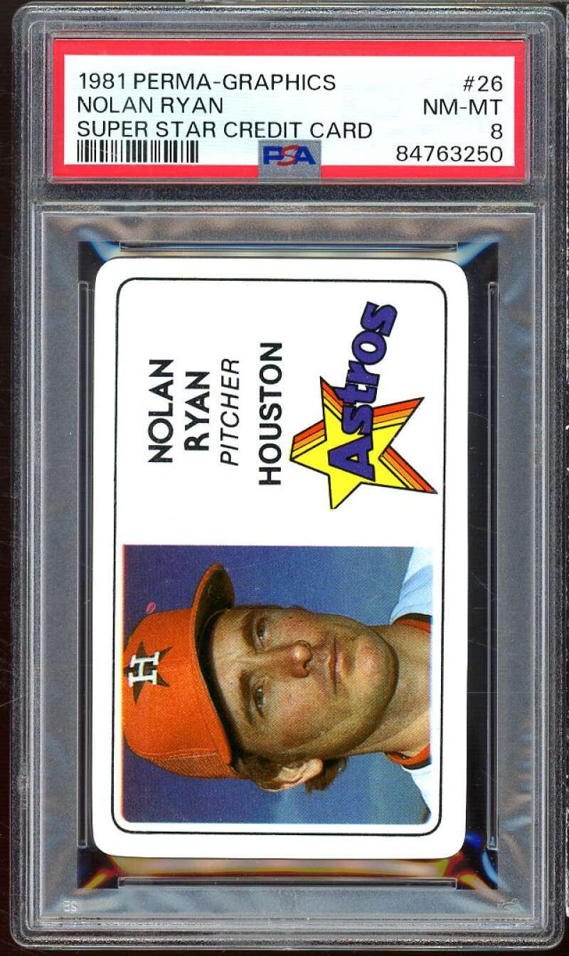 Nolan Ryan Card 1981 Perma-Graphics Super Star Credit Card #26 PSA 8 Image 1