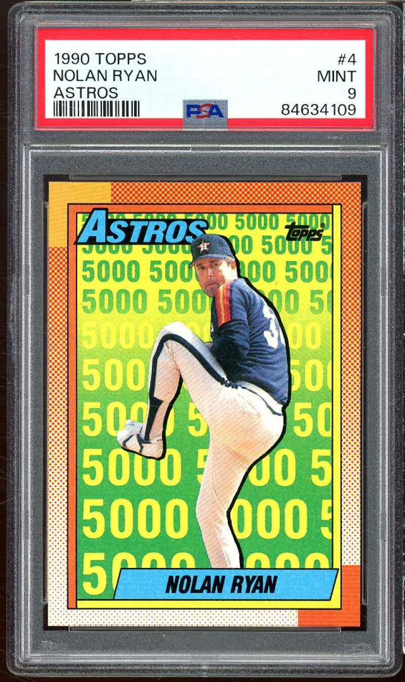 Nolan Ryan Card 1990 Topps #4 PSA 9 Image 1