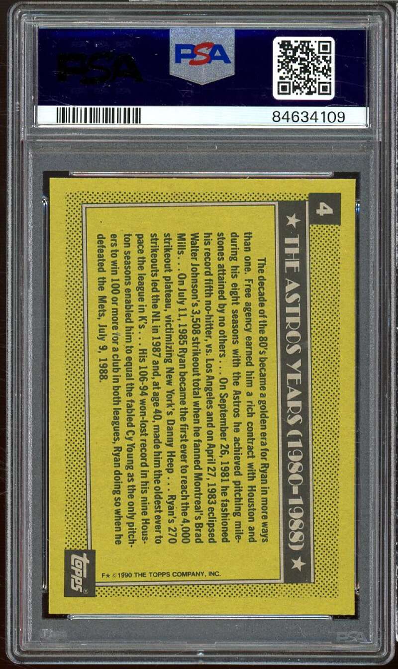 Nolan Ryan Card 1990 Topps #4 PSA 9 Image 2