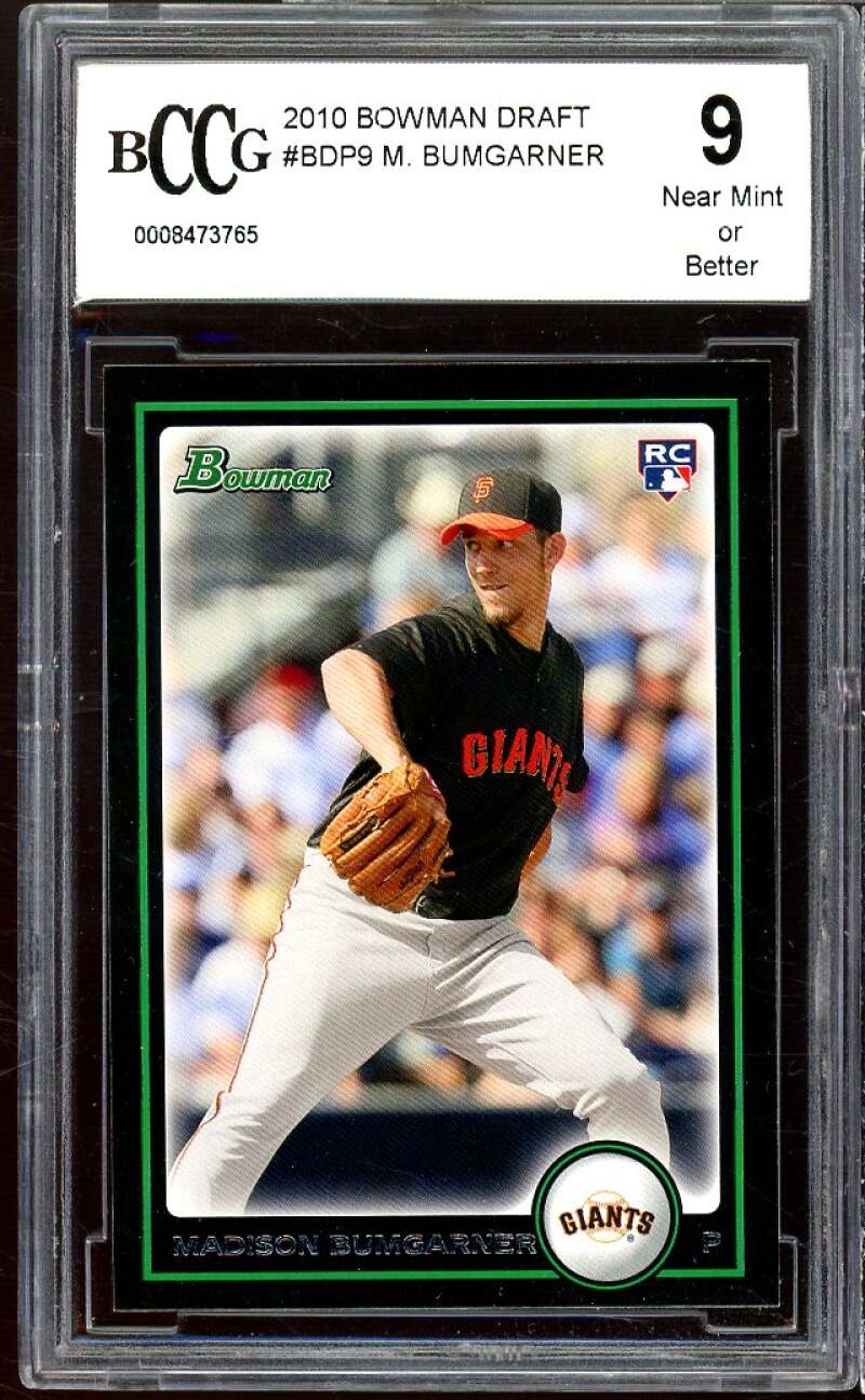 Madison Bumgarner Rookie Card 2010 Bowman Draft #BDP9 BGS BCCG 9 Image 1