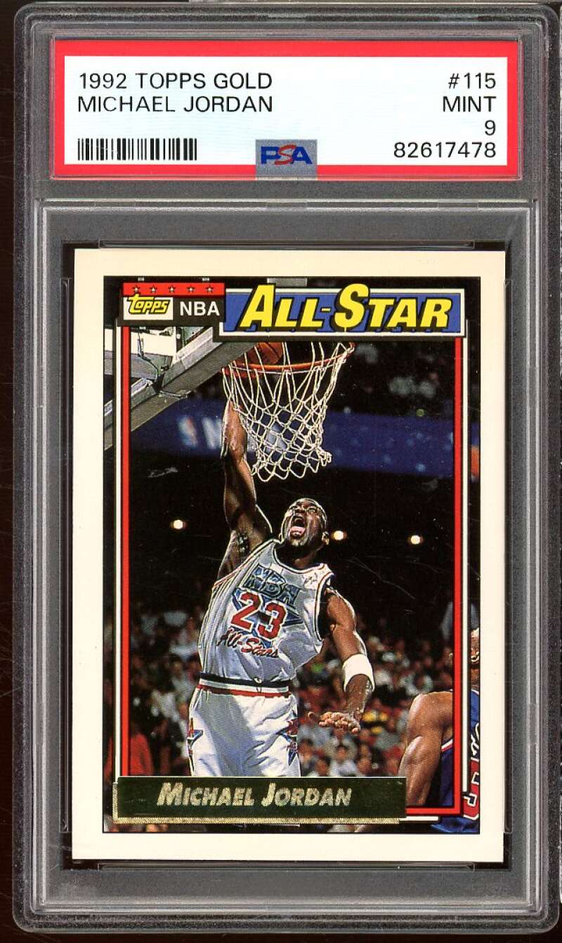 Michael Jordan Card 1992-93 Topps Gold #115 PSA 9 Image 1