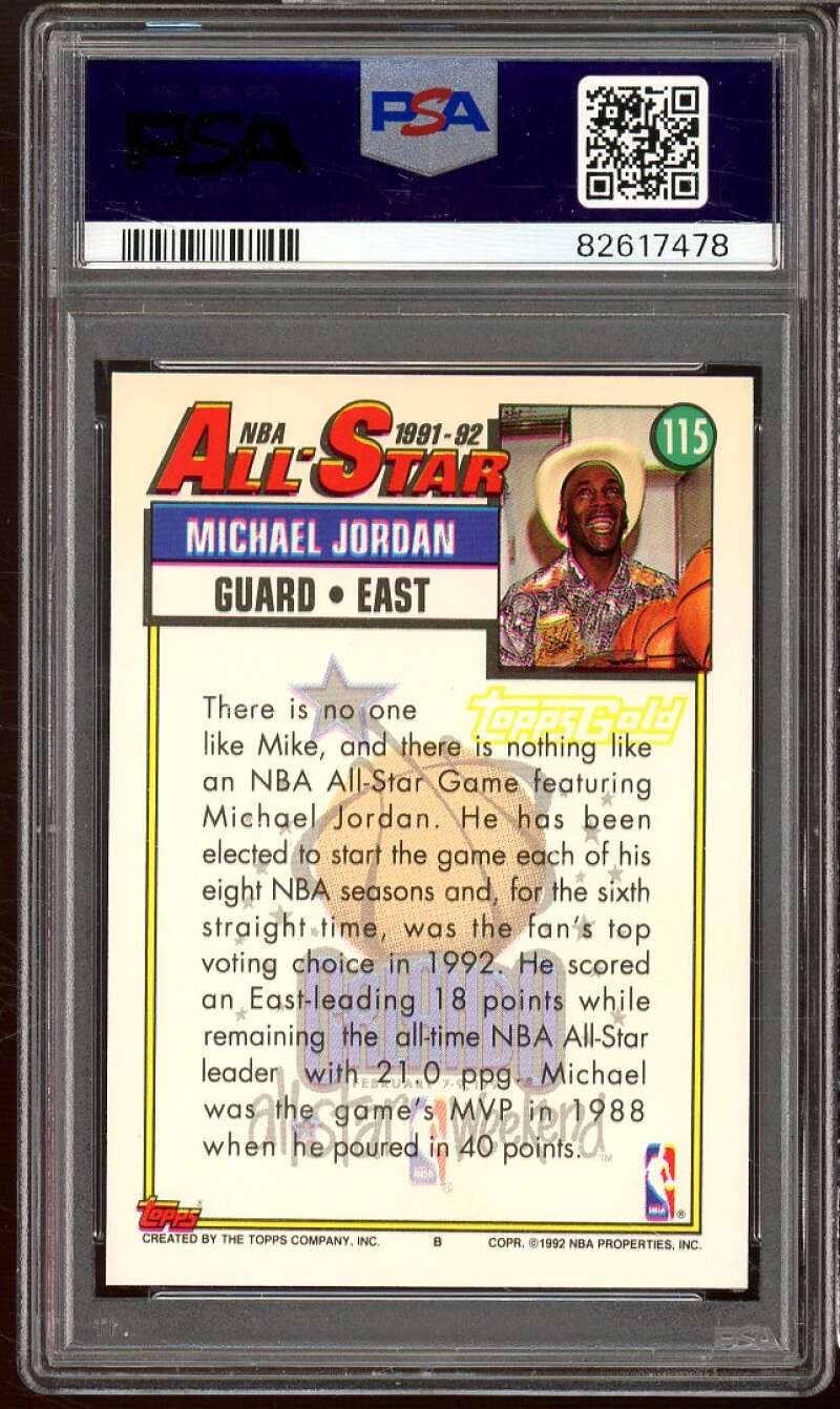 Michael Jordan Card 1992-93 Topps Gold #115 PSA 9 Image 2