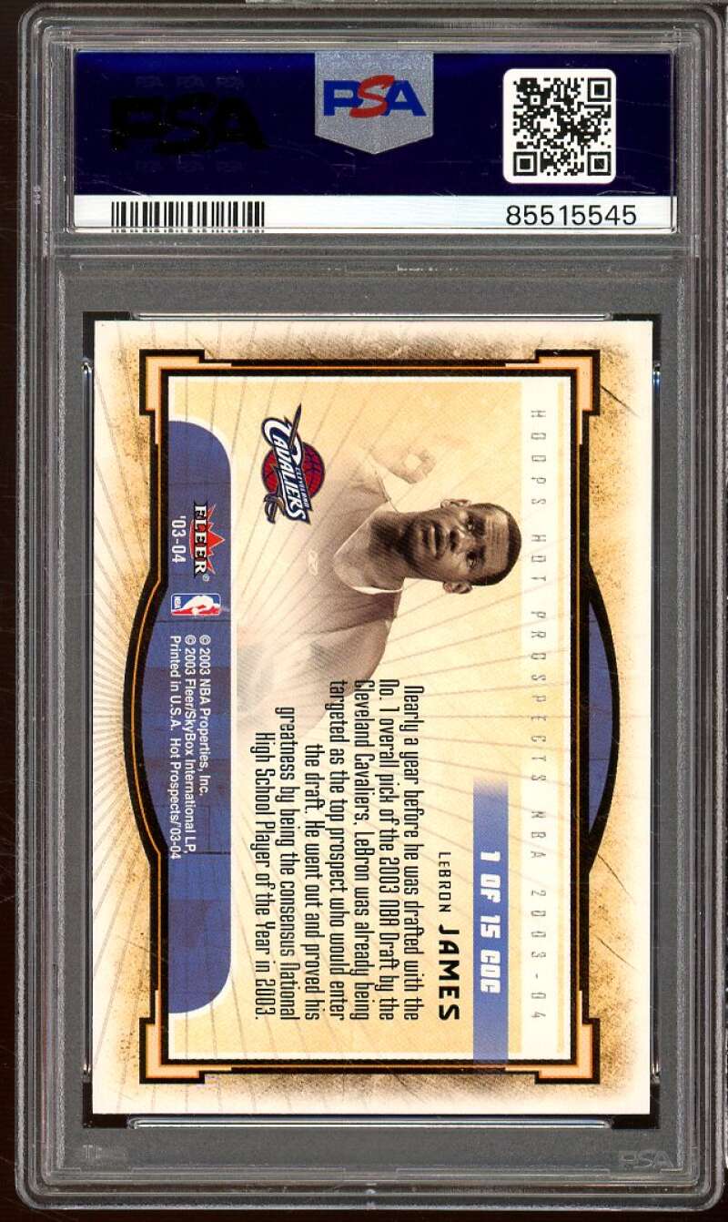 Lebron James Rookie Card 2003-04 Hoops hot Prospects Cream Of The Crop #1 PSA 9 Image 2