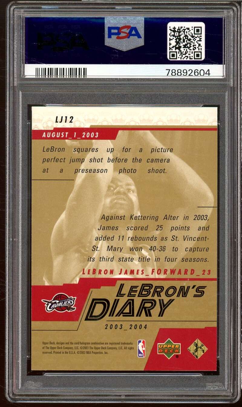 LeBron James Rookie Card 2003 Upper Deck Lebron's Diary #lj12 PSA 9 Image 2