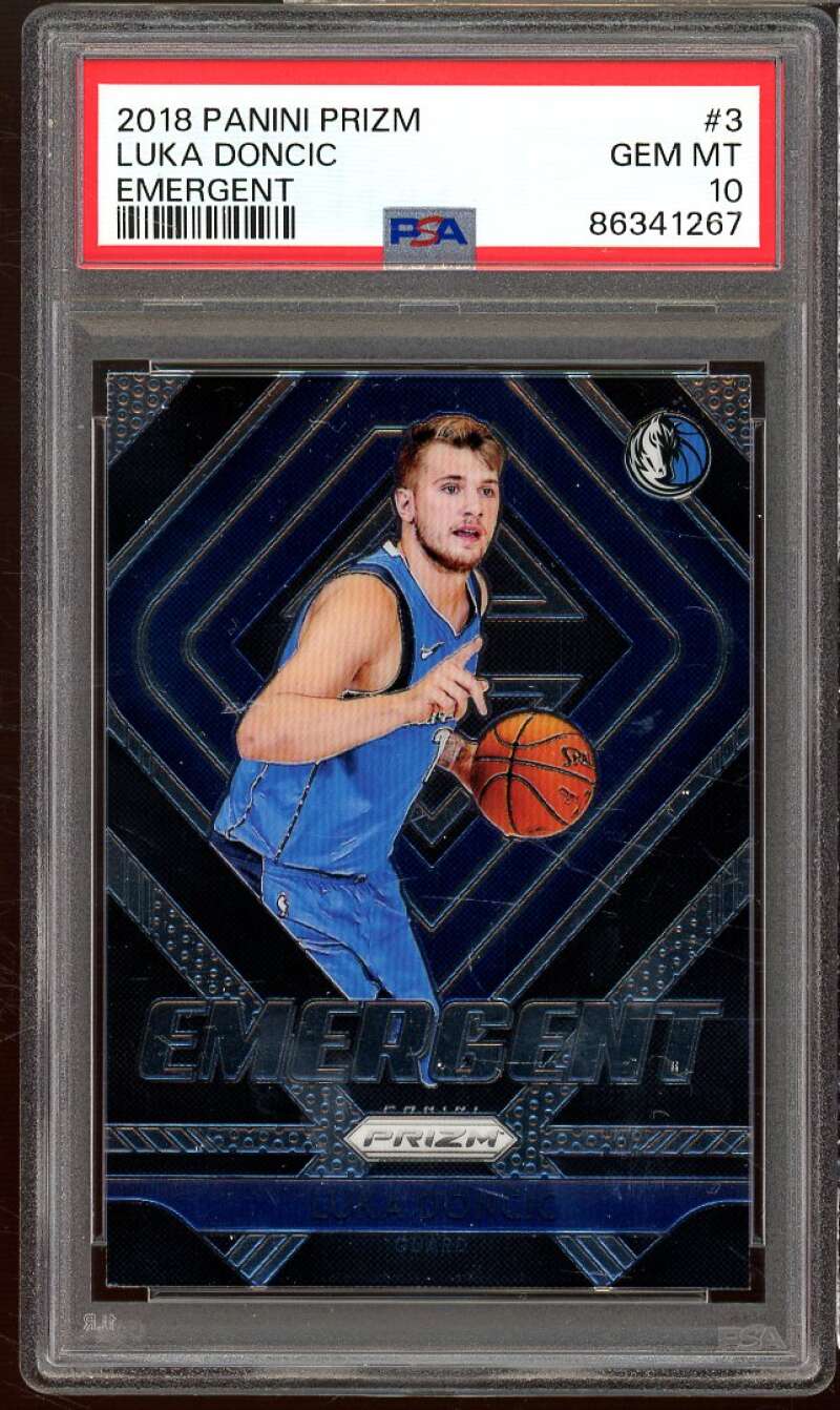 Luka Doncic Rookie Card 2018-19 Panini Prizm Emergent #3 PSA 10 Image 1