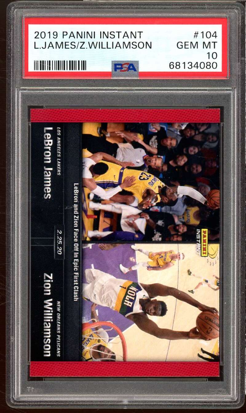 LeBron James/Zion Williamson Rookie Card 2019-20 Panini Instant NBA #104 PSA 10 Image 1