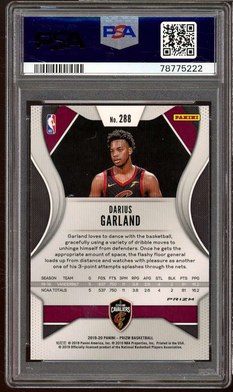 Darius Garland Rookie Card 2019-20 Panini Prizm Prizms Green #288 PSA 9 Image 2